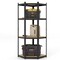 Black Galvanized Metal and MDF Corner Shelving Unit with Adjustable Shelves